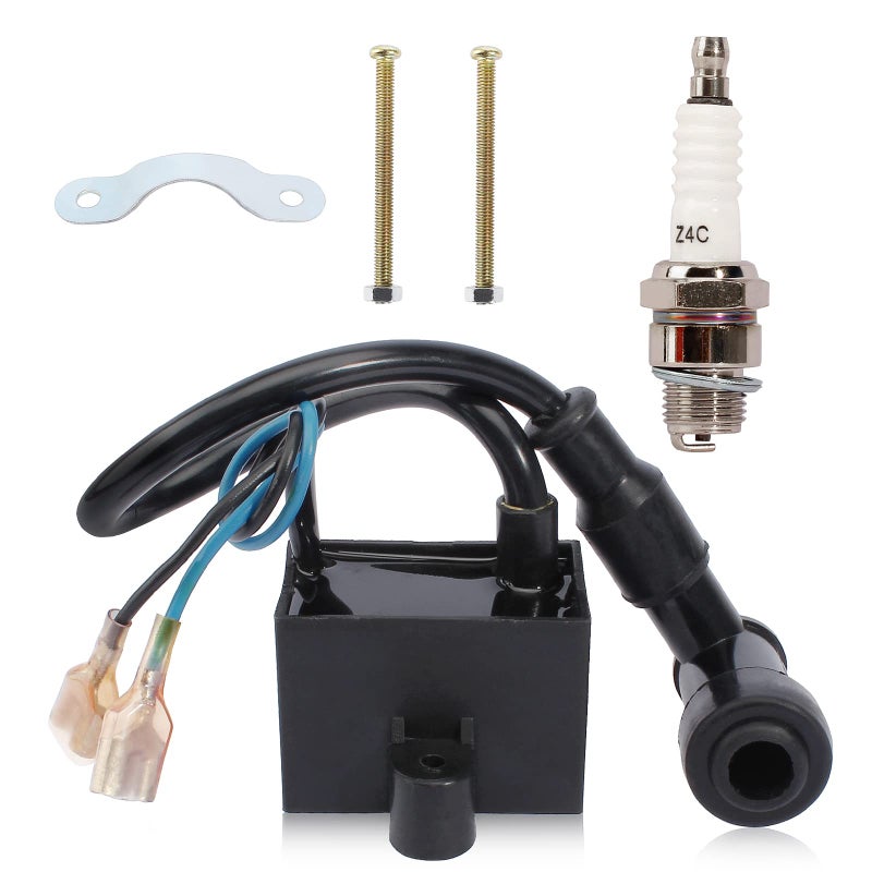 QAZAKY CDI Ignition Coil Spark Plug for 49cc 50cc 60cc 66cc 70cc 80cc 2-stroke Engine Motorized Bicycle Bike - Image 1